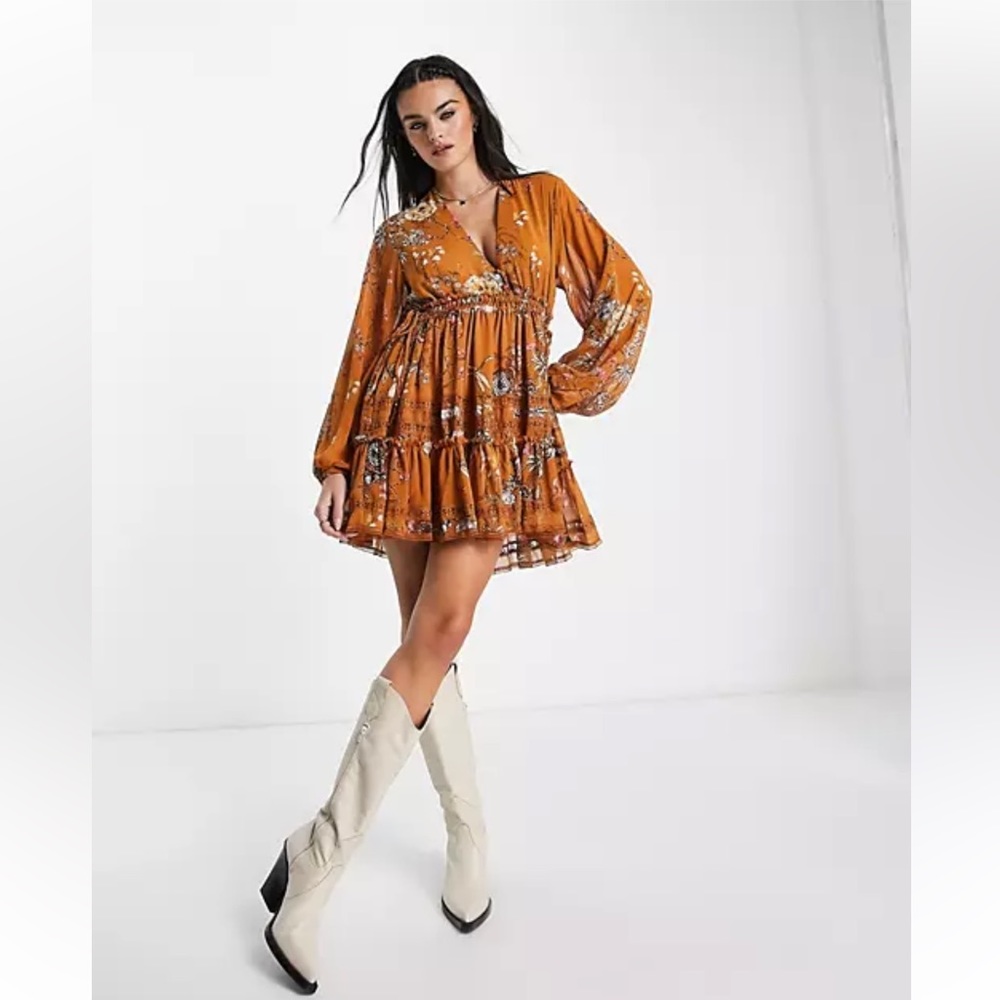 Free People Cherry Blossom Tiered Mini Dress Sz. XS - Picture 6 of 14
